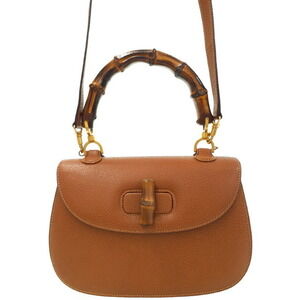 Gucci Bamboo Top Handle Leather Shoulder Bag Handbag